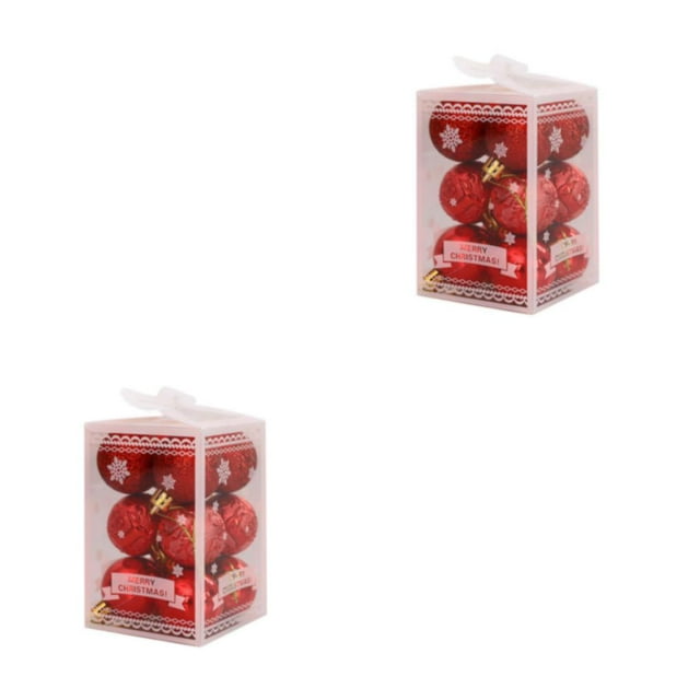 mmirethe 12x Elegant And Delicate Christmas Tree Balls Durable Construction For Season red 2Set