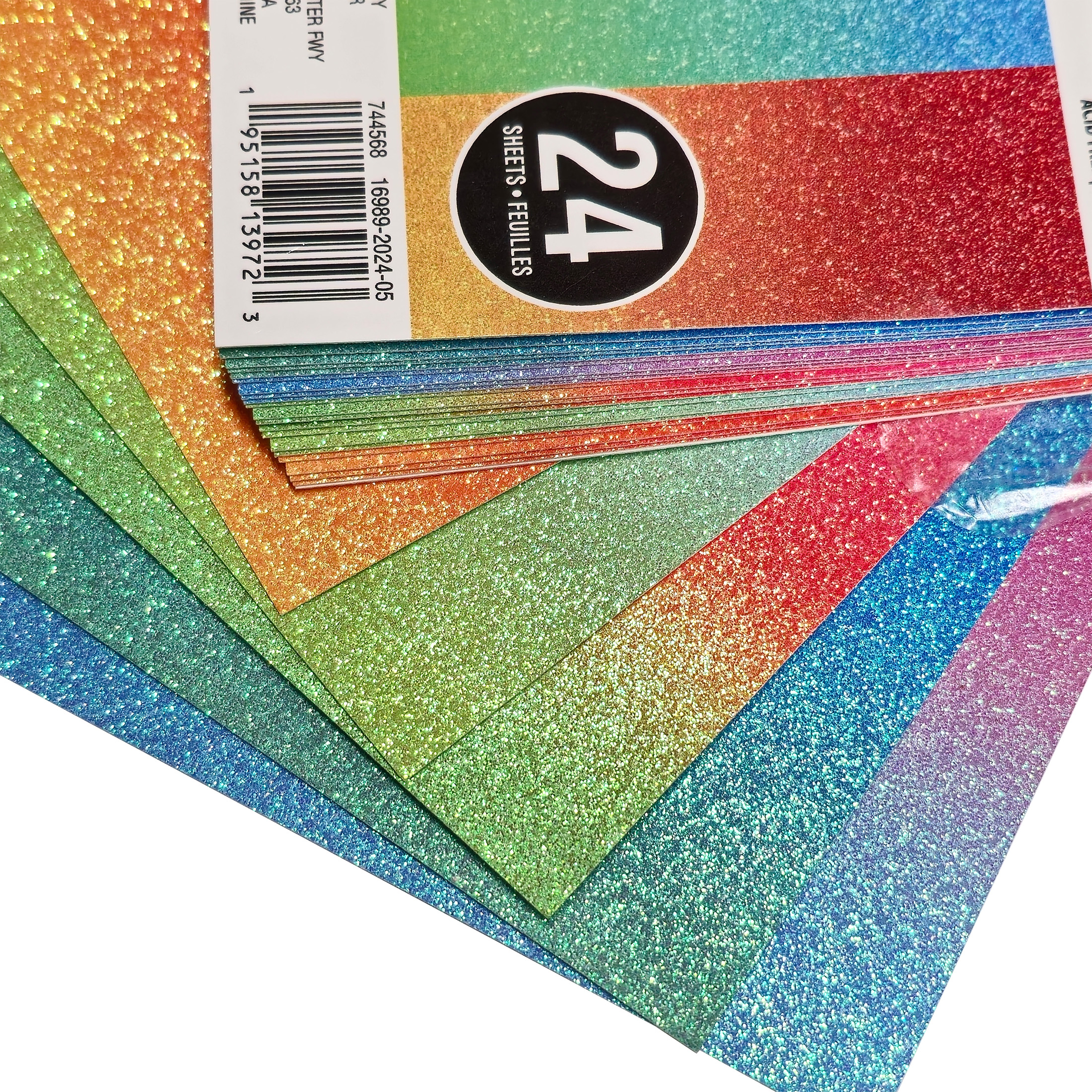6" x 6.5" Bright Ombre Glitter Cardstock Paper Pad by Recollections - Acid and Lignin Free Paper for Scrapbooks - Arts & Crafts - 6 Pack
