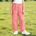 thumbnail image 6 of Trendfront Girls Casual Pants Summer Thin Lightweight Double Layer Gauze Home Wear Slacks Solid Color Soft Breathable Loose Fit Kids Long Trousers, 6 of 6