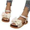 thumbnail image 4 of Sandals for Women Bow Knot Flat Shoes Summer Open Toe Bohemia Comfortable Casual Bowknot Dressy Beach Flats Sandal Beige Women Sandal, 4 of 9