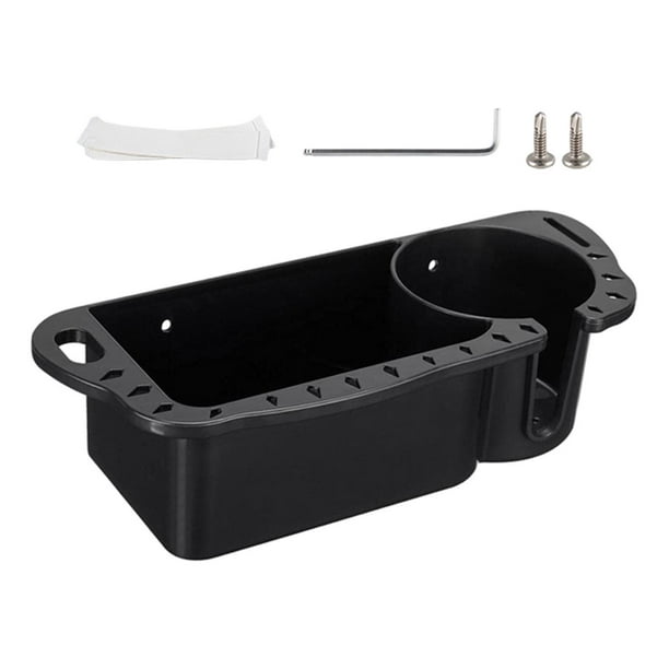 Boat Storage Organizer Fishing Parts Universal Stable Double Deep with  Drainage Cup Holder Boat Seat Storage for Bass Boat Fishing Black