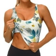 thumbnail image 4 of Haiem Watercolor Leaves Pattern Womens Sports Bra - U Neck Padded Low Impact Yoga Bra Workout Crop Top Gym Moisture-Wicking Workout Vest -XX-Large, 4 of 9