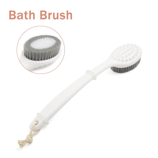 Unique Bargains 13.4" White Back Body Extra Long Handle Bath Brush for