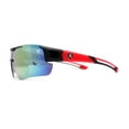 thumbnail image 3 of Classic Mens Baseball Half Rim Shield Sport Plastic Sunglasses Black Red Orange Blue Mirror, 3 of 4