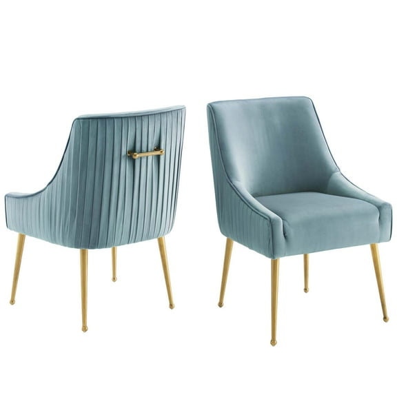 Side Dining Chair, Set of 2, Velvet, Metal Steel, Light Blue, Modern Contemporary Urban Design, Kitchen Room Cafe Bistro Restaurant Hospitality