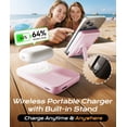 thumbnail image 4 of Magnetic Wireless Portable Charger, 12000mAh Power Bank, Fast Charging Battery Pack Compatible for iPhone 18/17/16/15/14/13, Pink, 4 of 10
