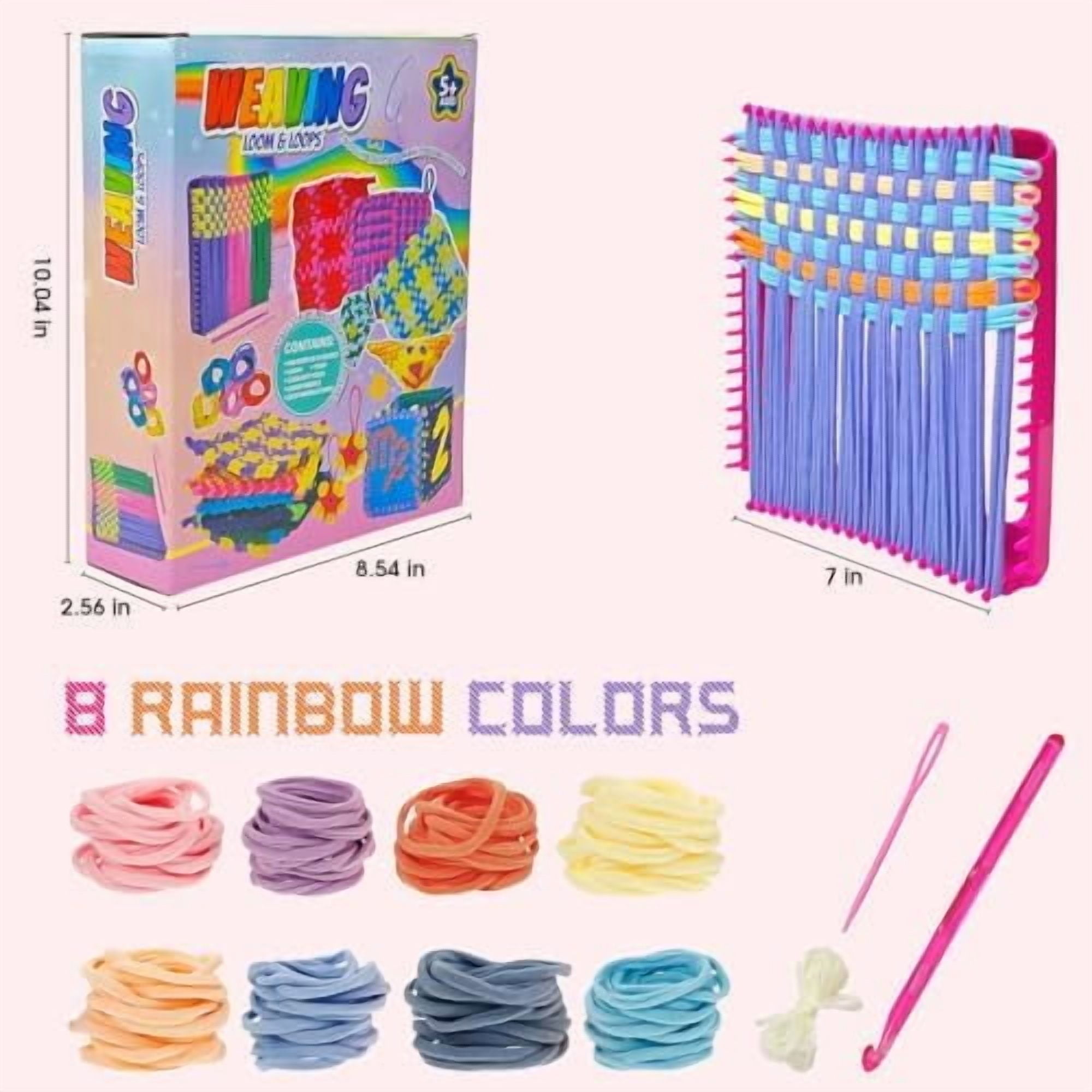 Weaving Loom Kit Toys for Kids and Adults DIY Arts and Crafts for Girls Ages 5 6 7 8 9 10 12, Pot Holder Loom Knitting Kits Includes 8 Color Craft Loops for Beginners$$Art & Craft