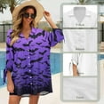 thumbnail image 6 of SEANATIVE Halloween Women's Seven Quarter Sleeve Cardigan Shirt Size XL Purple Bats Oversized Cardigan for Women T Shirt Cardigan Button Down Shirts for Going Out, 6 of 7