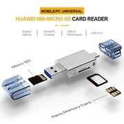JSER USB-C Type C and USB 2.0 to NM Nano Memory Card TF Micro SD Card Reader for Huawei Cell Phone JSER