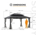 thumbnail image 3 of Sunjoy Hardtop Gazebo 12 x 16 ft. Outdoor Gazebo, Heavy Duty Steel Frame Gazebo, Double Tiered Metal Gazebo with Ceiling Hook and Removable Netting Sidewalls, Black, 3 of 10