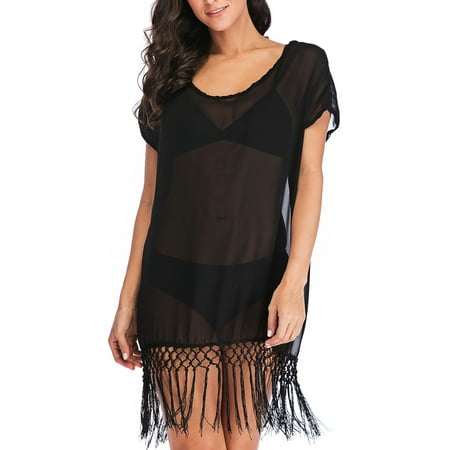 Women Summer Swimsuit Bikini Beach Cover Up Swimwear Tassel Dress Beachwear
