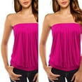 thumbnail image 2 of TRUBKH Tube Tops for Women Strapless Crop Tops Going Out Tops Womens Sleeveless Tops Women Solid Casual Wrapped Chest Loose Sleeveless Top Blouse Basic Tops for Woman Hot Pink L, 2 of 9