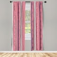 thumbnail image 5 of Ambesonne Coral Window Curtains, Doodle Lines, Each 28" W x 84" L, Coral Indigo Coconut, 5 of 5