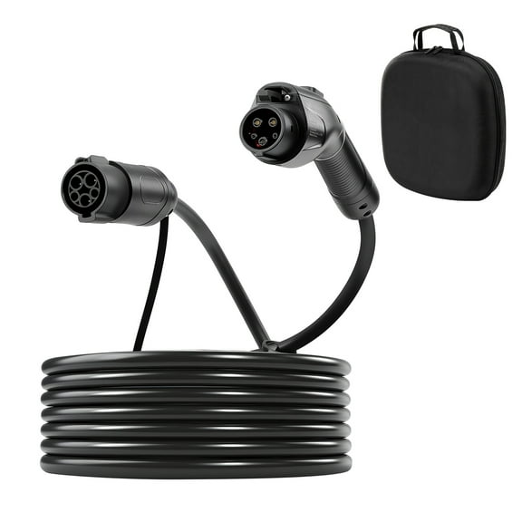 KFFKFF EV Charger Extension Cable, 32Amp 40 ft J1772 Cord Compatible with 120V-240V SAE J1772 Electric Vehicle Chargers, Level 1/Level 2 IP66 Durable Charging Cable with Carrying Bag