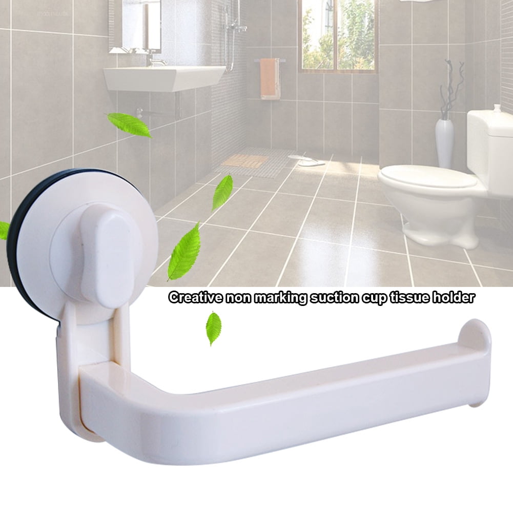 Suction Cup Tissue Paper Roll Holder Box Organizer Bathroom Toilet Wall Mounted 
