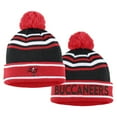 thumbnail image 2 of Women's WEAR by Erin Andrews Red Tampa Bay Buccaneers Colorblock Cuffed Knit Hat with Pom and Scarf Set, 2 of 3