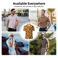 thumbnail image 5 of Pofeuu Vintage Brown Plaid Sunflower Print Men's Loose Fit Midweight Short-Sleeve Pocket Polo-Medium, 5 of 6