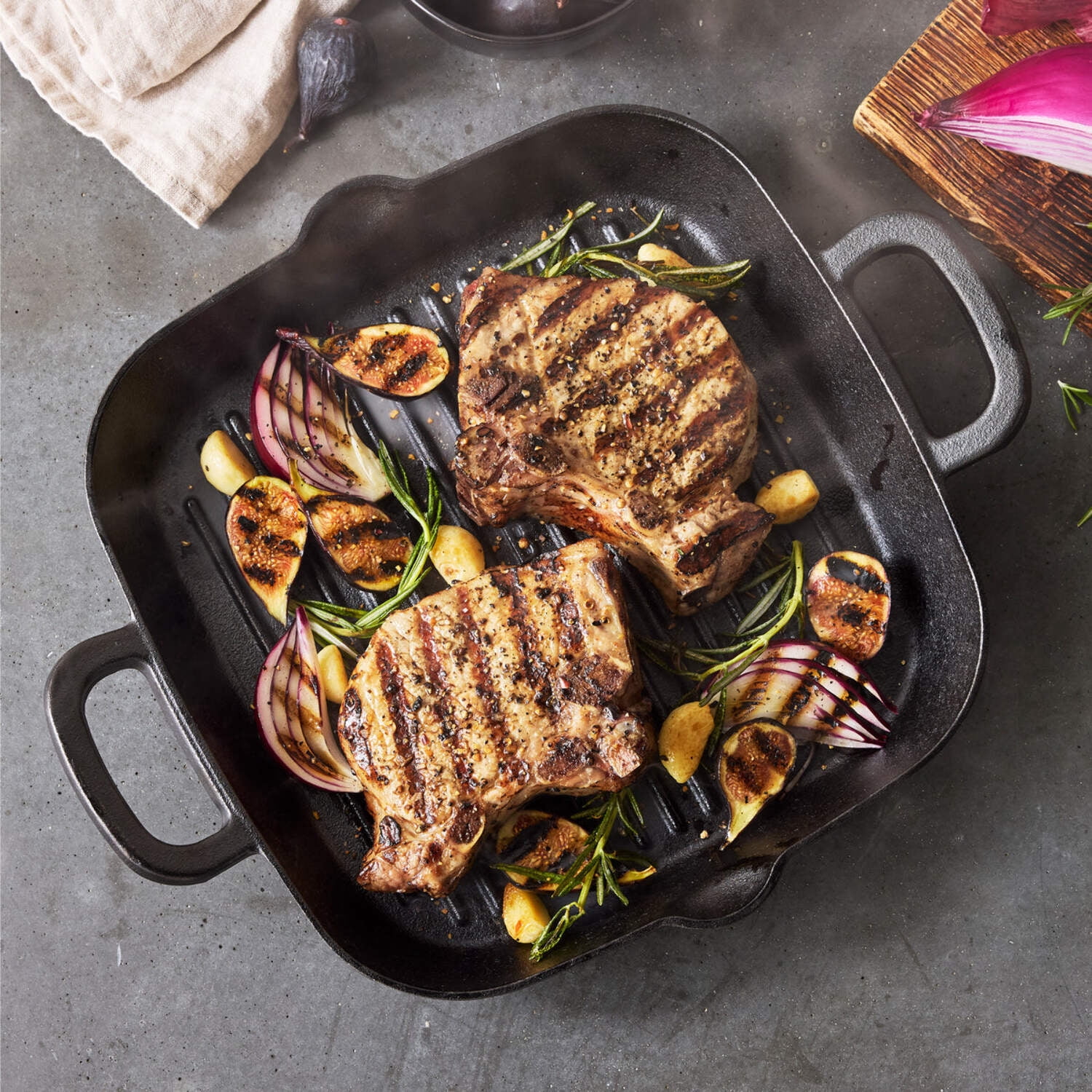 GreenPan x Bobby Flay Cast Iron Pre-Seasoned 11” Square Grill Pan, Helper Handles, Professional Grade Heavy Duty, Induction Suitable, Versatile Stovetop, Oven, BBQ & Fire, Indoor/Outdoor Use, Black