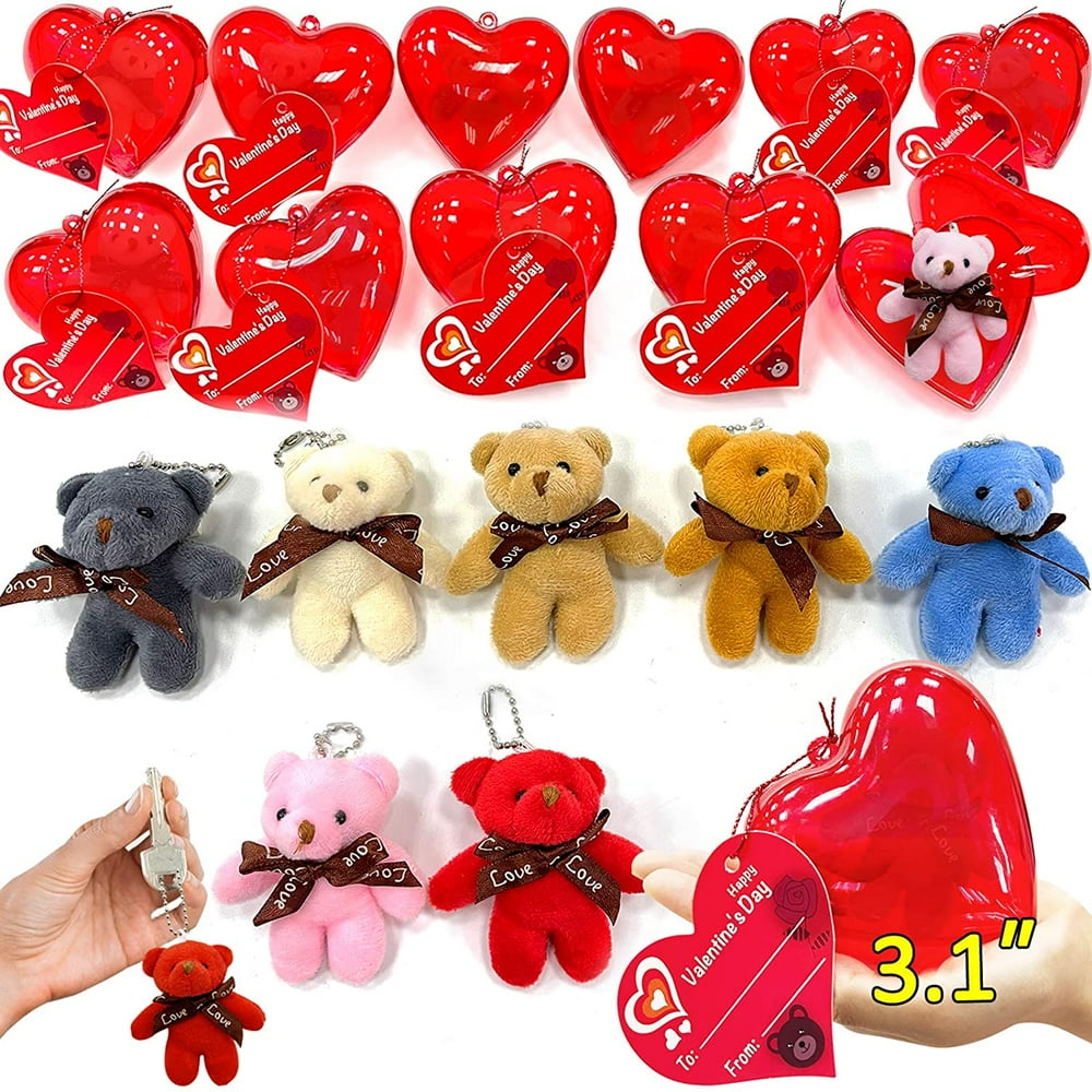 Koala keychain cute plush in felt handmade valentines day 28 Pack Mini Bear Stuffed Toys Filled Valentines 3” Large Heart With 7