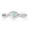 thumbnail image 2 of Gem Stone King Round Cabochon White Simulated Opal Infinity Ring for Women (0.56 Cttw, Gemstone Birthstone, Available in Size 5, 6, 7, 8, 9), 2 of 3