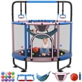 thumbnail image 5 of XMIKA Trampoline for Kids, 60'' Toddler Trampoline with Enclosure, Swing, Basketball Hoop, 5FT Indoor/Outdoor Trampoline with Adjustable Gymnastics Bars, Rings, Mini Trampoline for Boy and Girls, 5 of 8