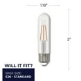 thumbnail image 2 of Bulbrite 862769 5W Dimmable T9 Shape 3000K Filament Basics LED Bulb, Clear - Pack of 8, 2 of 3