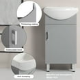 thumbnail image 4 of KYLE & KAY 18-inch Mini Vanity with Belly Bowl Ceramic Sink, Narrow Sink Set for Small Spaces, Grey, 4 of 8