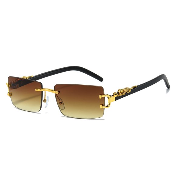 Typpkmm Fashion Rectangular Sunglasses Men Women Cheetah Brand Designer Rimless Cool Vacation Sun Glasses