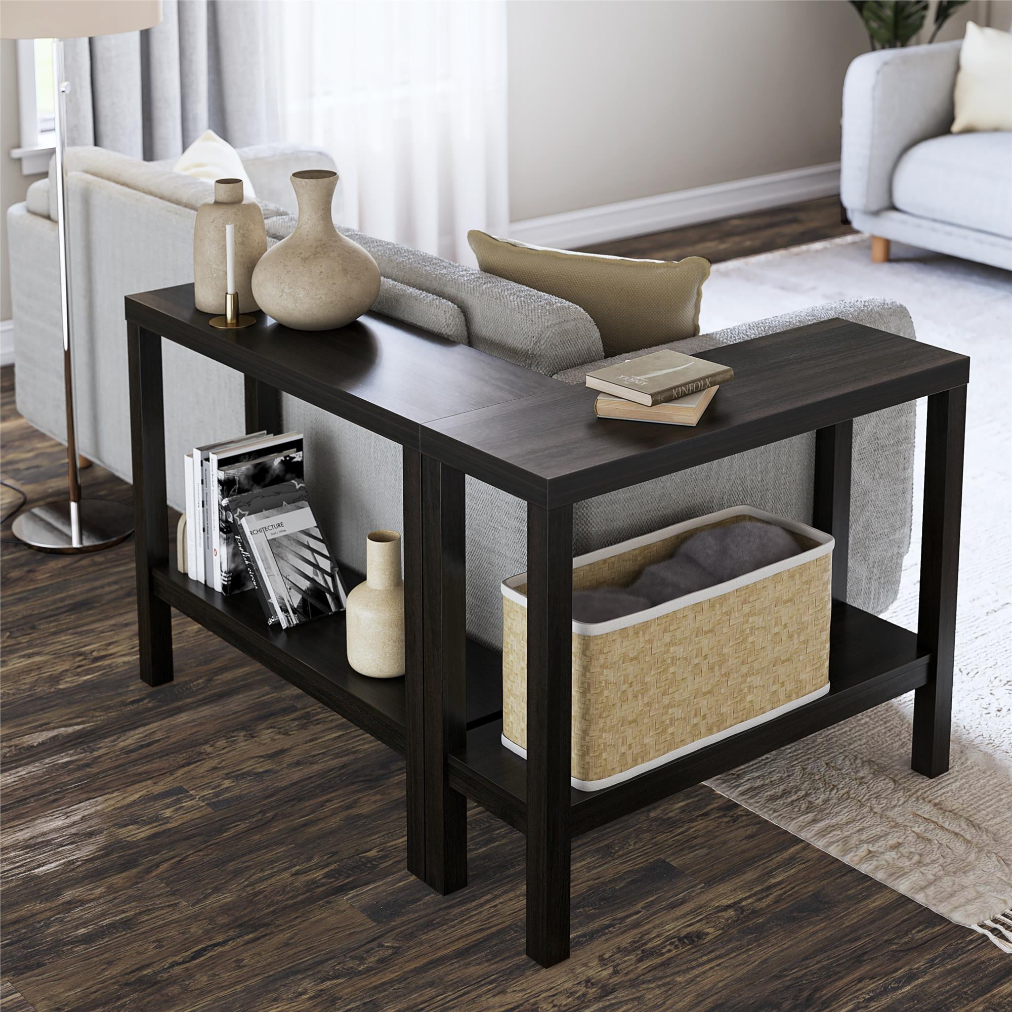Ameriwood Home Glyndon Wrap-Around Sofa Accent Tables Bundle - Set of Two, Espresso