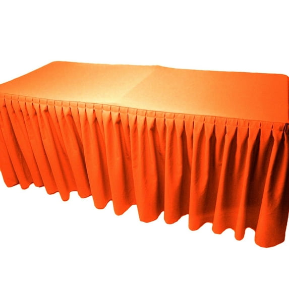 4' Fitted Polyester Double Pleated Table Skirting Cover w/Top Topper 21 COLORS", (Color: Orange)