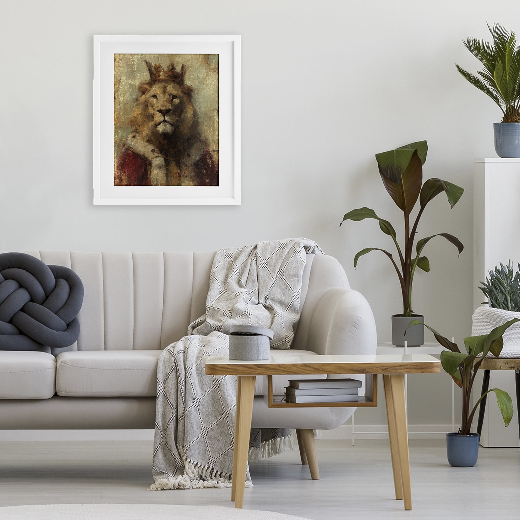 Stupell Industries Regal Lion Sovereign White Framed Print Under Glass, design by Svetlana Aleynikova
