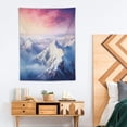 thumbnail image 2 of Chilfamy  Europe Tapestry, Mountain Peak Snowy Winter Colorful Sky Sunbeams Adventure Austria, Wall Hanging for Bedroom Living Room Dorm,30x40 Inch, Coral Night, 2 of 7