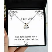 Wife for Wife, I Wish That I Could take Away All Your Fear and Replace it, Unique Wife Wishbone Dancing Necklace, Jewelry from Husband