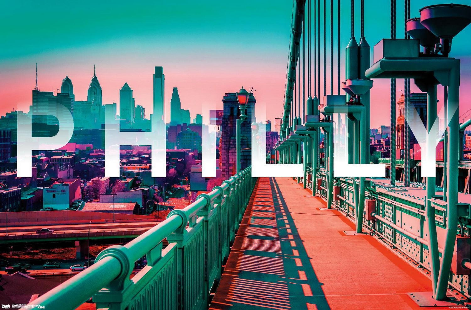 Philly - Skyline Wall Poster, 22.375" x 34"