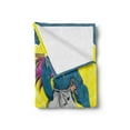 thumbnail image 2 of Anime Soft Flannel Fleece Blanket, Manga Style Girl Samurai Warrior Character on Abstract Background in Yellow and Blue, Cozy Plush for Indoor and Outdoor Use, 60" x 80", Multicolor, by Ambesonne, 2 of 5