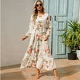 thumbnail image 4 of 2023 Sping Summer Bohemian Women Maxi Dress Casual Long Sleeve High Waist Beach Woman Chiffon Dresses Floral Vestidoes Mujer New, 4 of 9