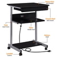 22 Inch Rolling Laptop Stand with Built-in Power Outlet, Mobile ...