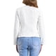 thumbnail image 3 of Chaqueta de mezclilla elástica para mujer INSPIRE CHIC con cuello de solapa, un botón, mangas largas, talla XL, color beige, 3 of 6
