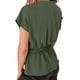thumbnail image 2 of Blusas con botones para mujer, escote en V, dobladillo con volantes, camiseta informal de manga corta, 2 of 5