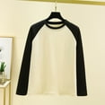 thumbnail image 3 of Womens Basic Fall Clothes, Long Sleeve Shirts for Women Fashion Loose Fit Color Patchwork Raglan Sleeve Crewneck T-Shirts Tops, 3 of 3