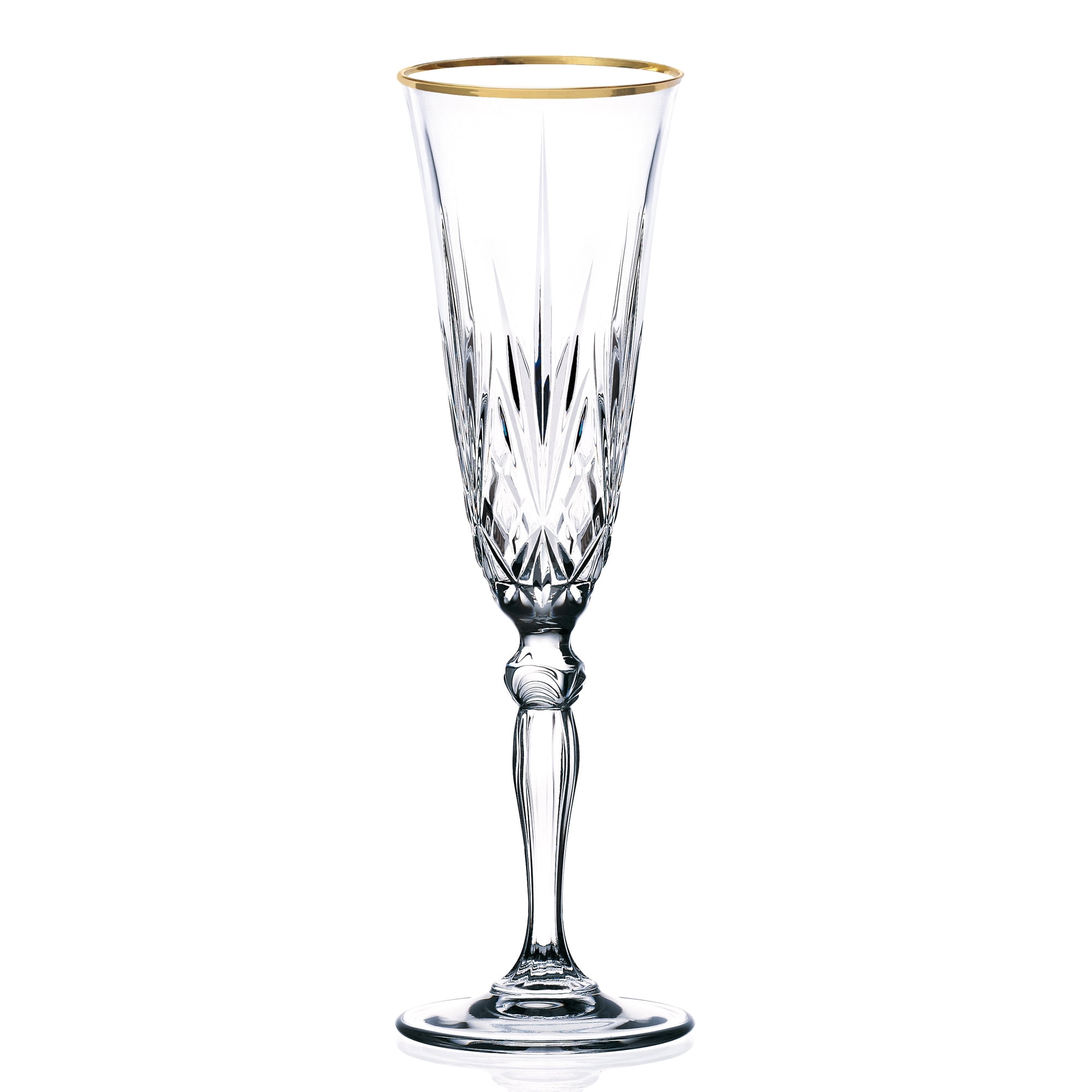 Siena 6oz Crystal Flutes with Gold Band, Set of 4