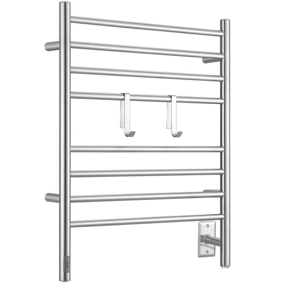 Ancona Prestige 8-Bar Wall Mount Corded Electric Towel Warmer, Brushed Stainless Steel