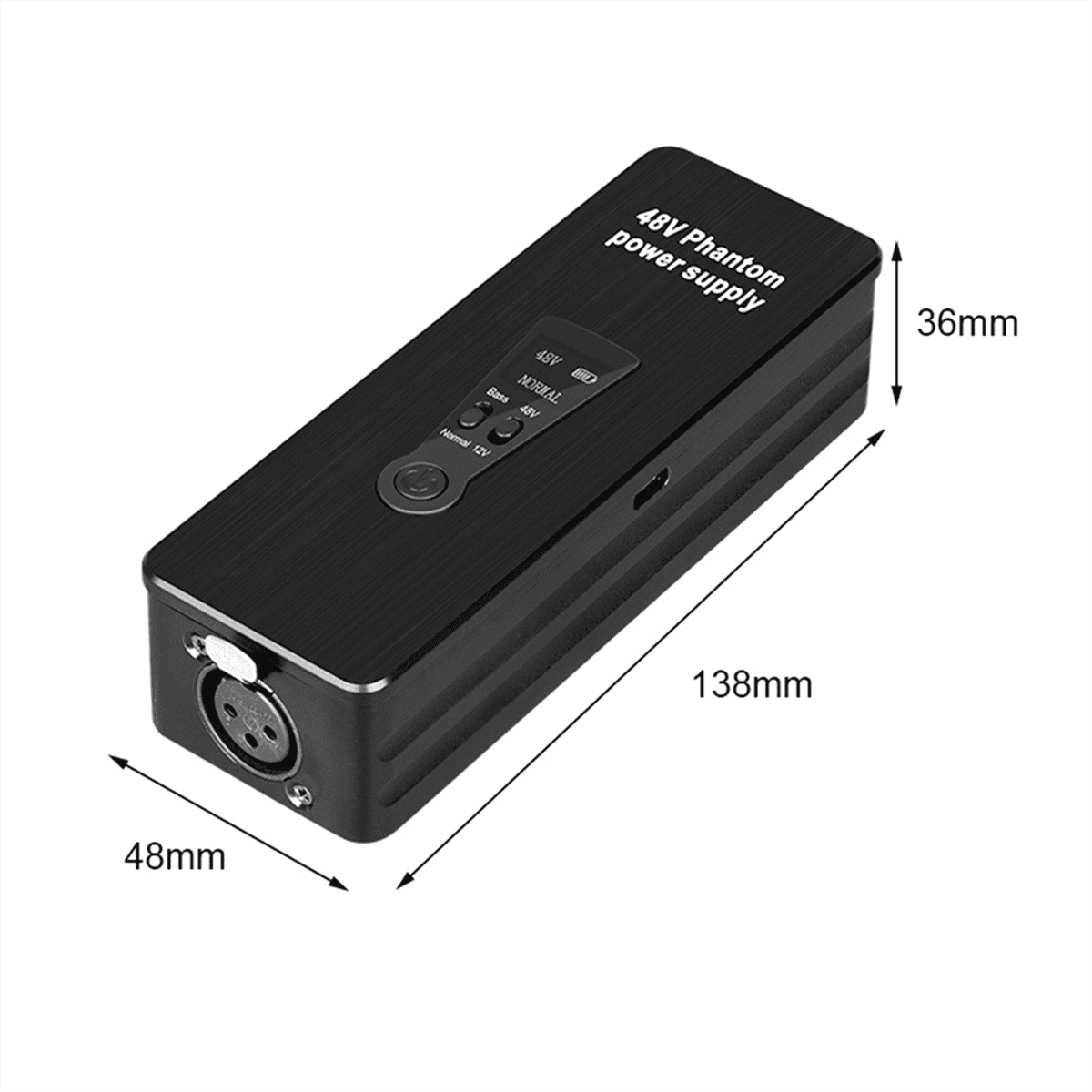 Phantom Power Supply 48V 12V Switch Rechargeable Portable for Condenser Microphones Mic Preamp Record Studio