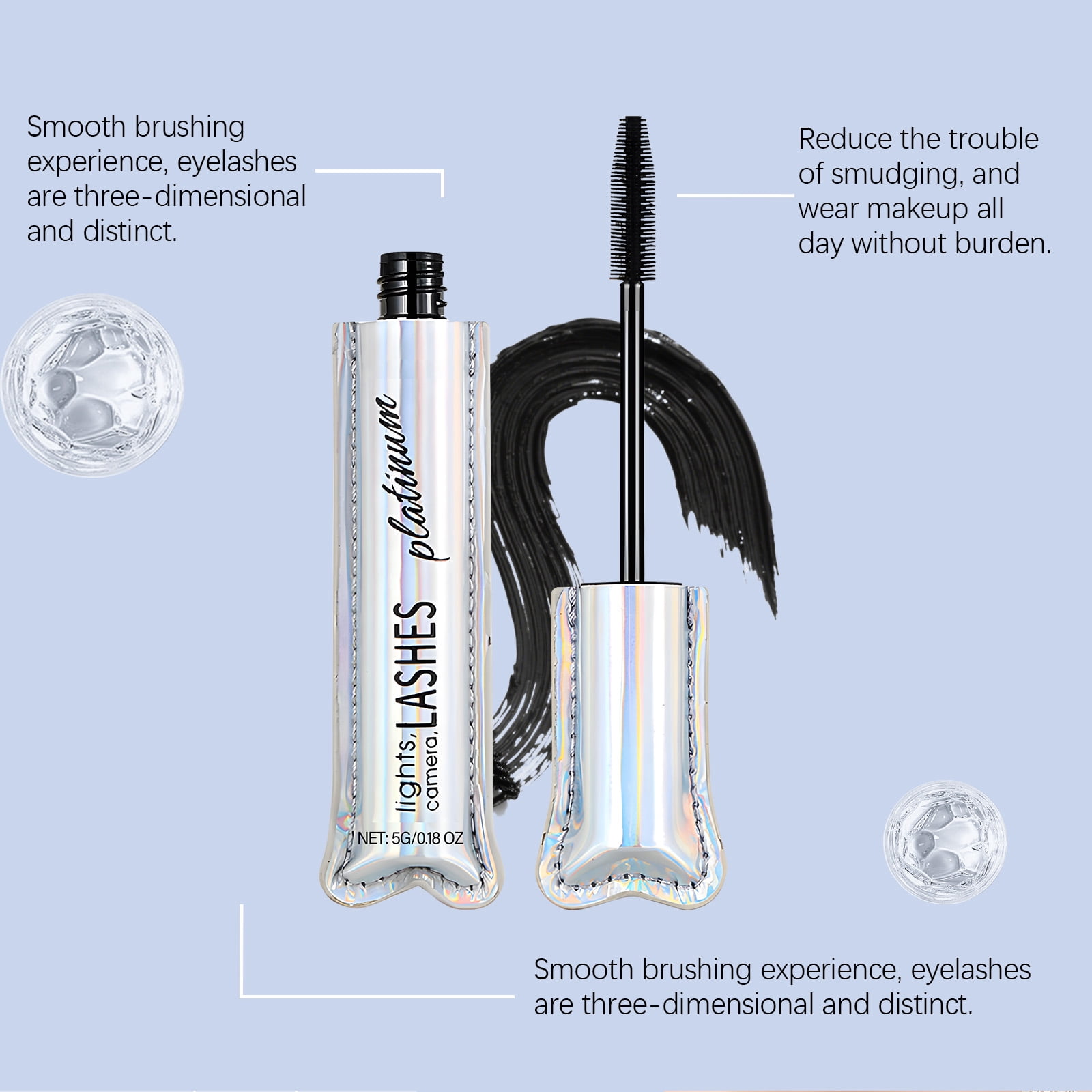 Alvantor Black Mascara for Volume, Length, and Curl & Smudge Proof Lash Makeup, 0.18oz