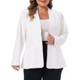 thumbnail image 2 of DARING DIVA Women's Plus Casual Blazer Business Open Front Work Office Jacket 1X White, 2 of 6