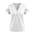 thumbnail image 5 of Tqcoqu Womens Satin Blouse for Women Business Work Tops Casual Cap Sleeve V Neck Button Down Shirts,White,Women's S-XXL, 5 of 6