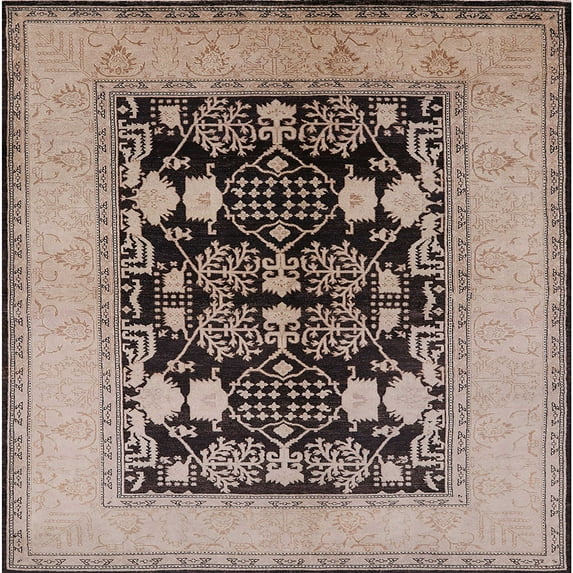 Ahgly Company Machine Washable Indoor Square Industrial Modern Coffee Brown Area Rugs, 8' Square