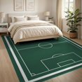 thumbnail image 3 of ODIKA 8'x10' Washable Area Rug Non-Slip Chair-Friendly Mat Field Bold Stripe Borders Center Circle Themed Doormat Door Soccer Playful for Dining Room, Large Office, Lounge, 3 of 7