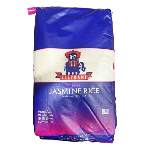 817 Elephant Thai Jasmine Rice | Kosher | Gluten Free | Vegan | Non-GMO | 25 lb