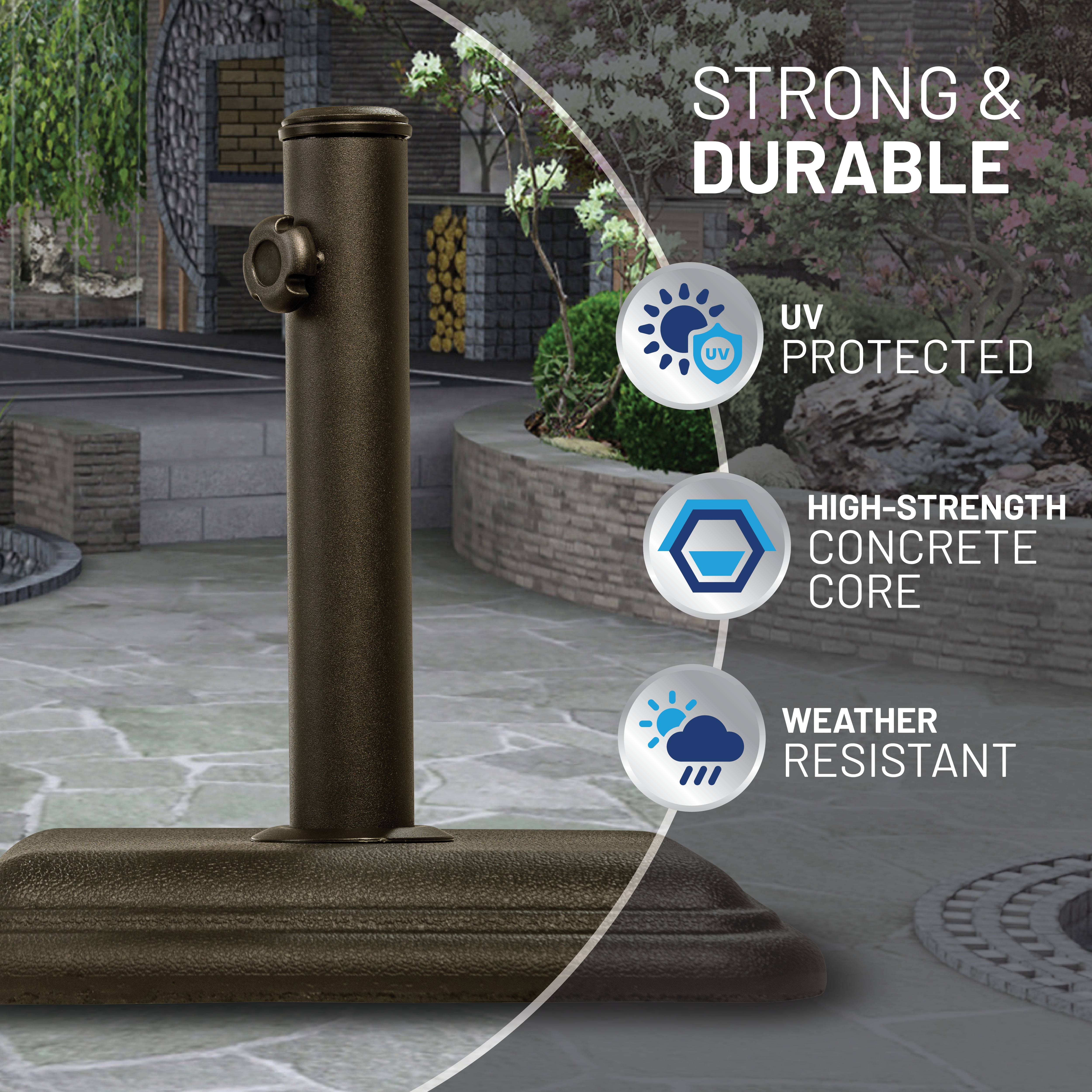 US Weight 26 lbs. Prefilled Concrete Square Outdoor Patio Umbrella Base in Bronze